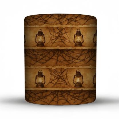 Sepia Parchment Cobweb Horizon Bands With Lantern Clusters insulated thermal mugs