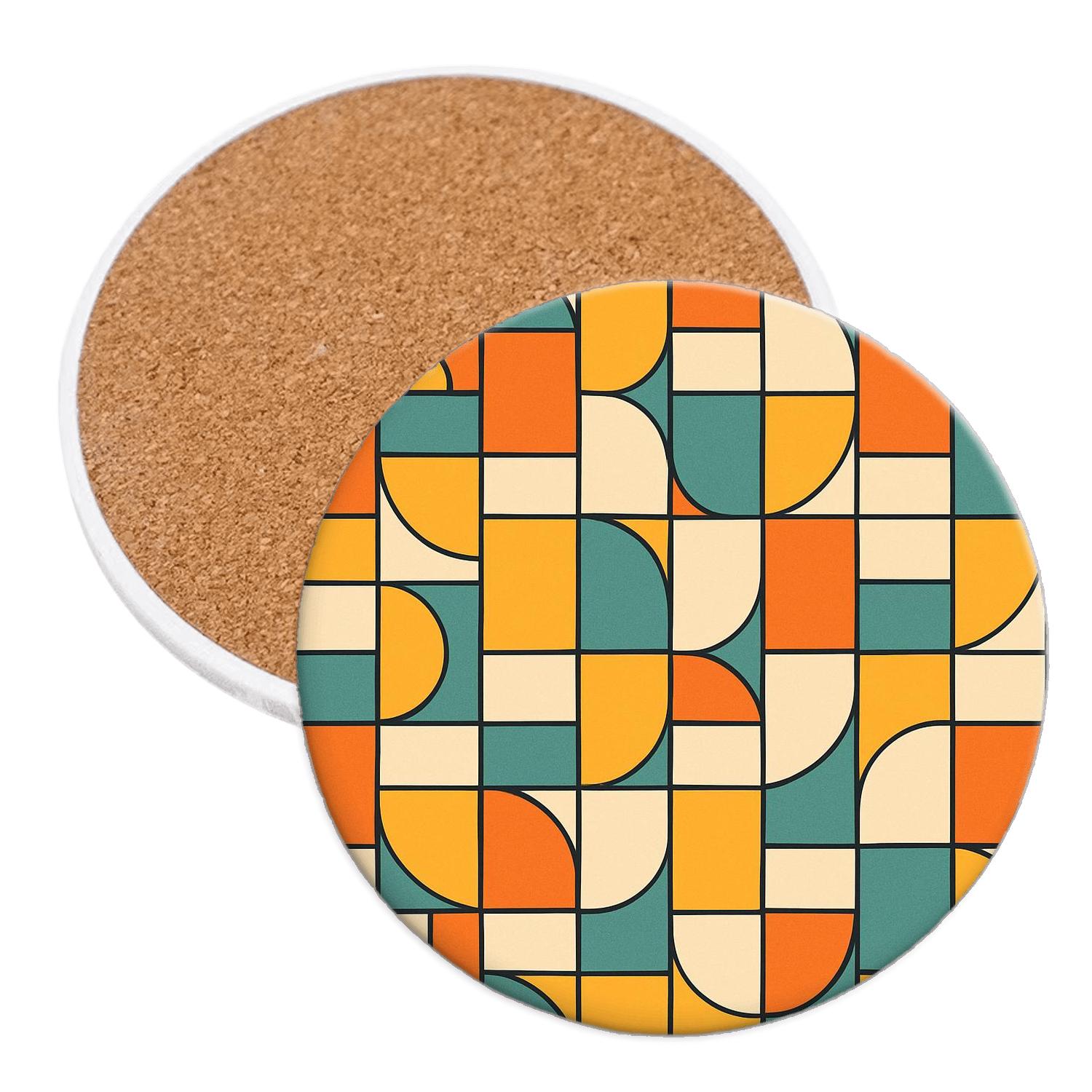 Bauhaus Citrus Block Mosaic stone coaster collections