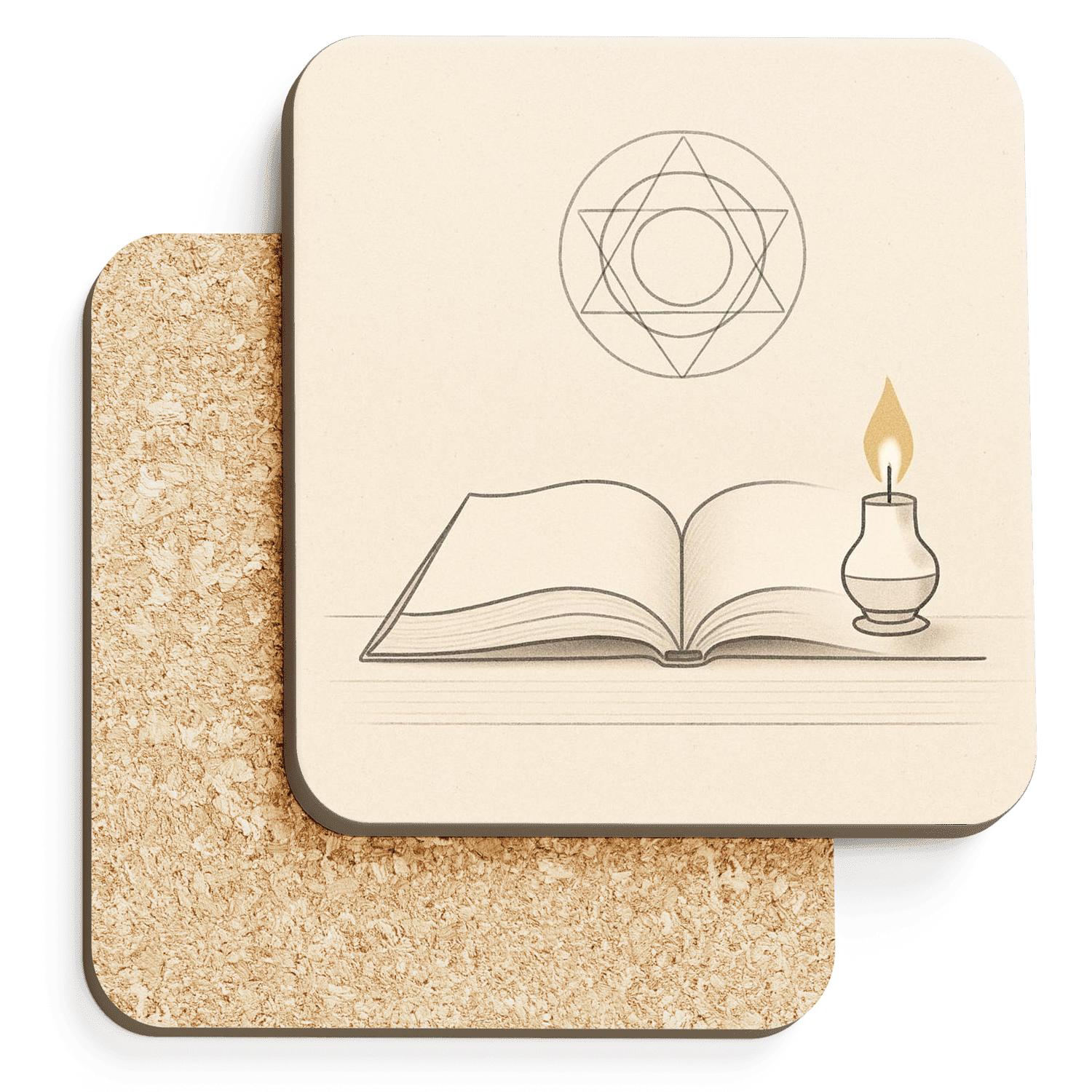 Sanctuary Of The Open Book coasters for home decor