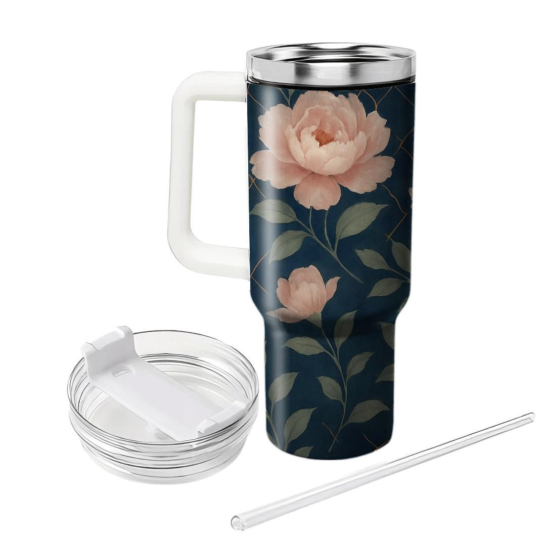 Moonlit Peony Lattice travel tumblers