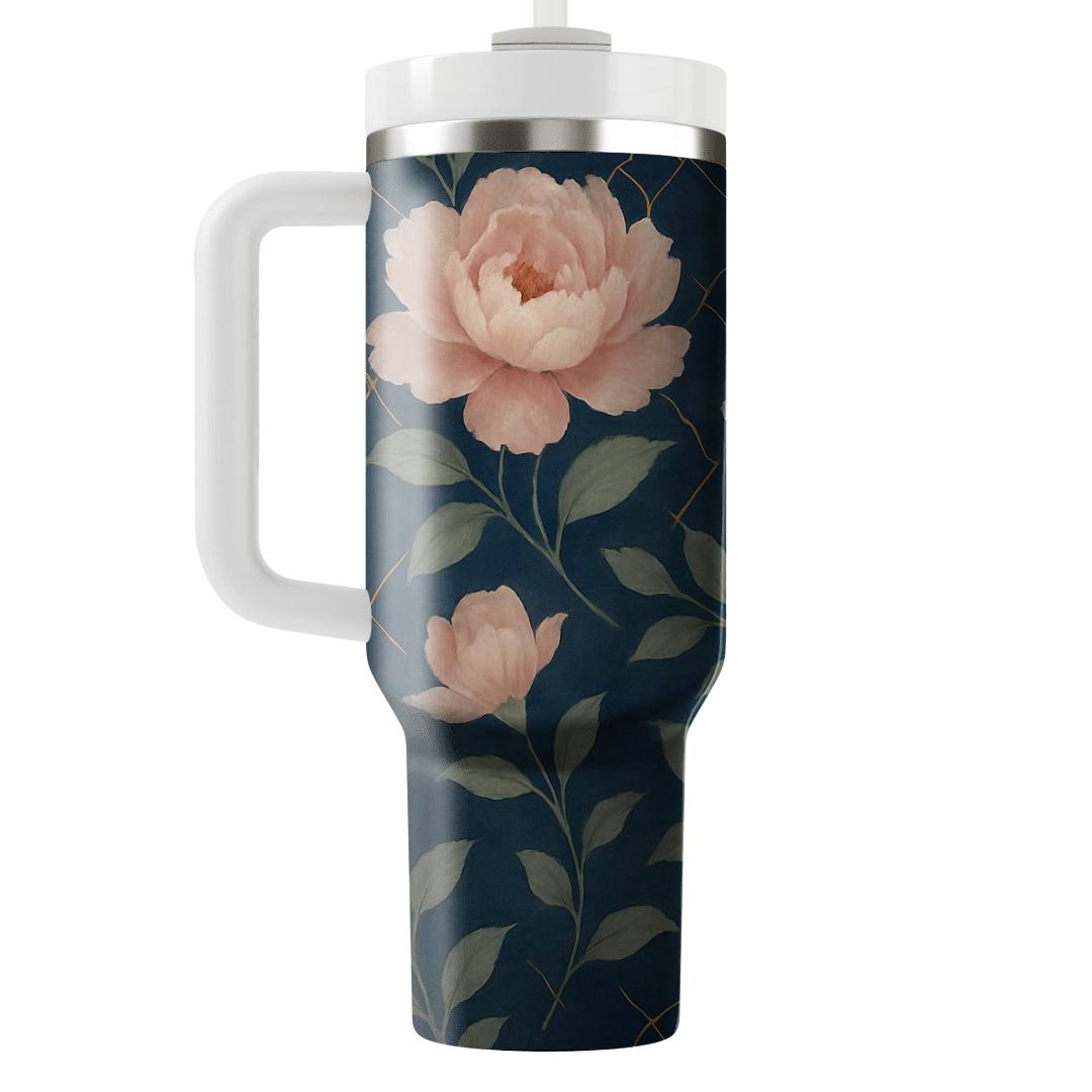 Moonlit Peony Lattice travel tumblers