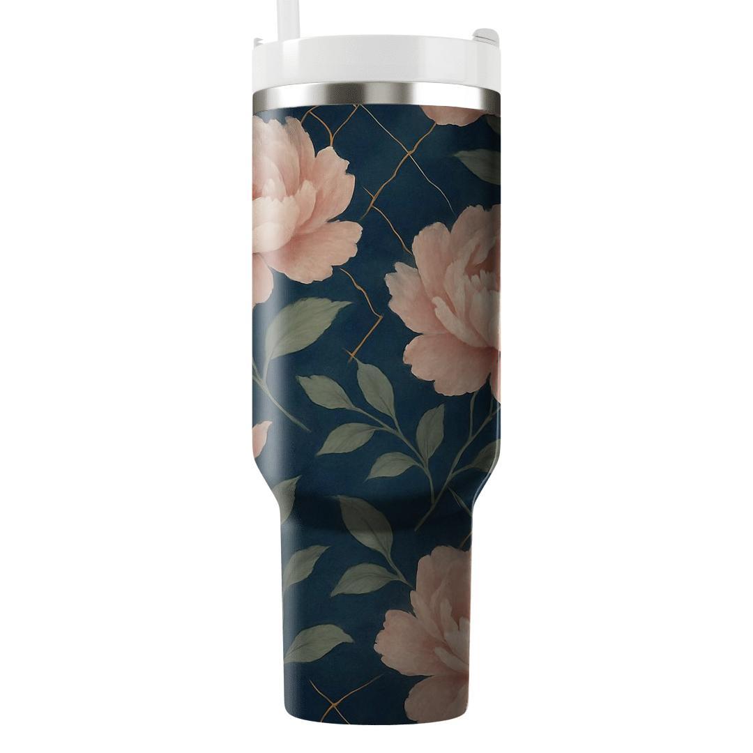 Moonlit Peony Lattice travel tumblers
