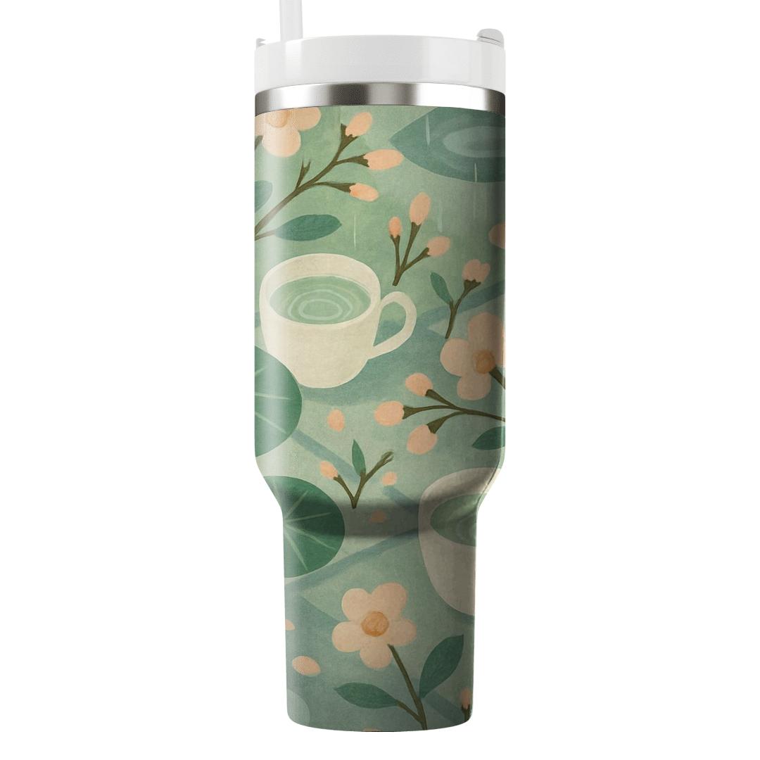 Spring Rain Tea Garden tumbler cups