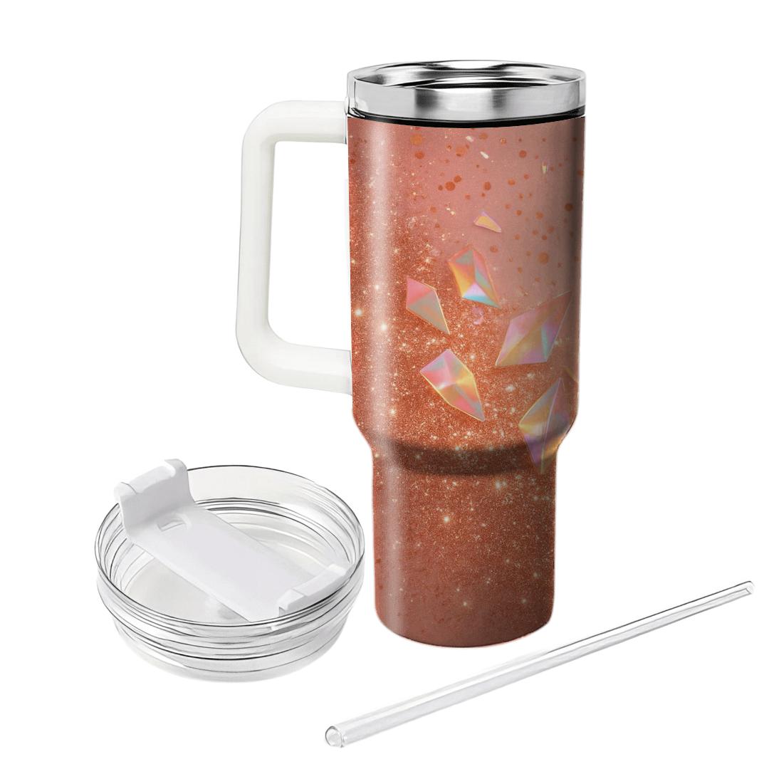 Rose Gold Prism Confetti Drift custom tumblers