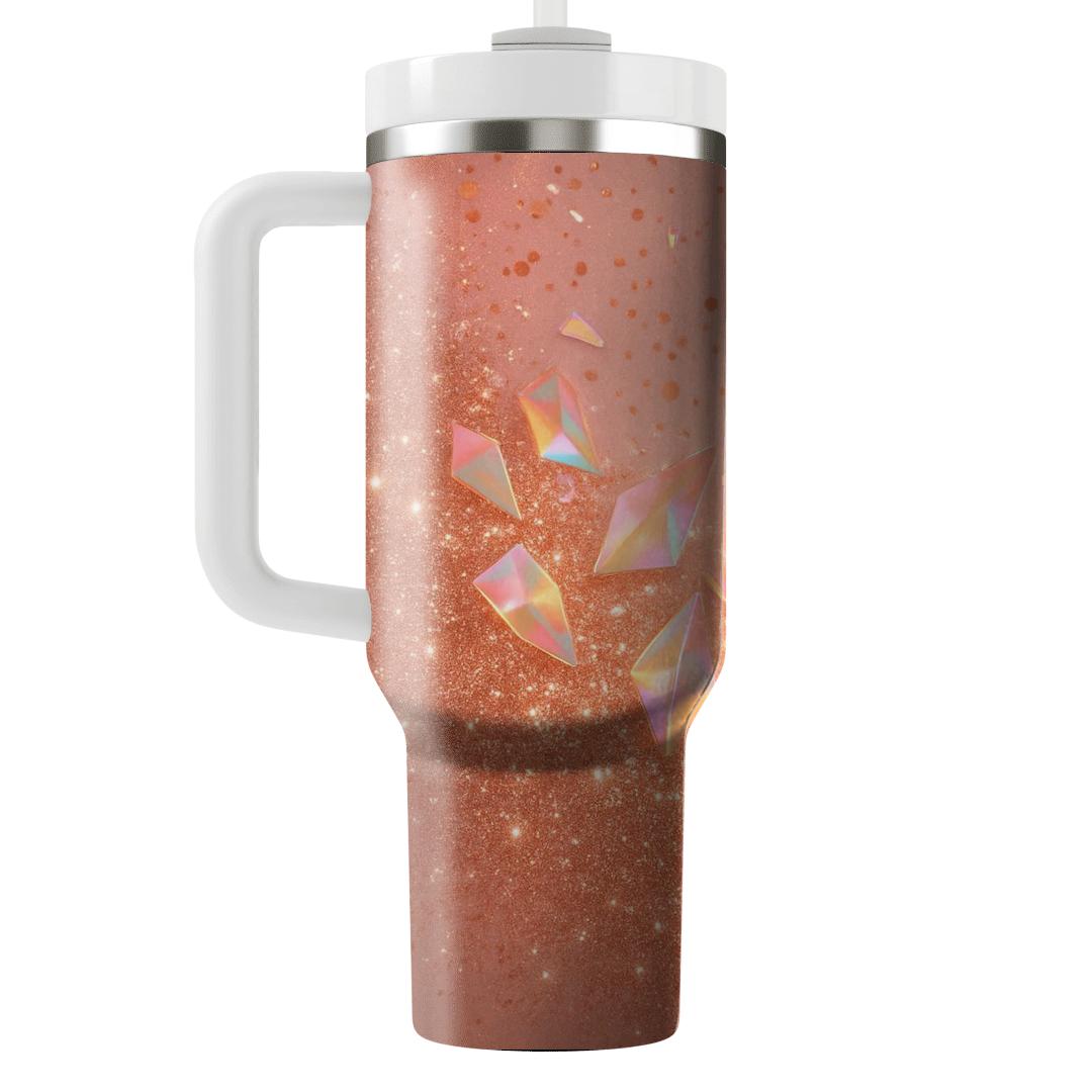Rose Gold Prism Confetti Drift custom tumblers