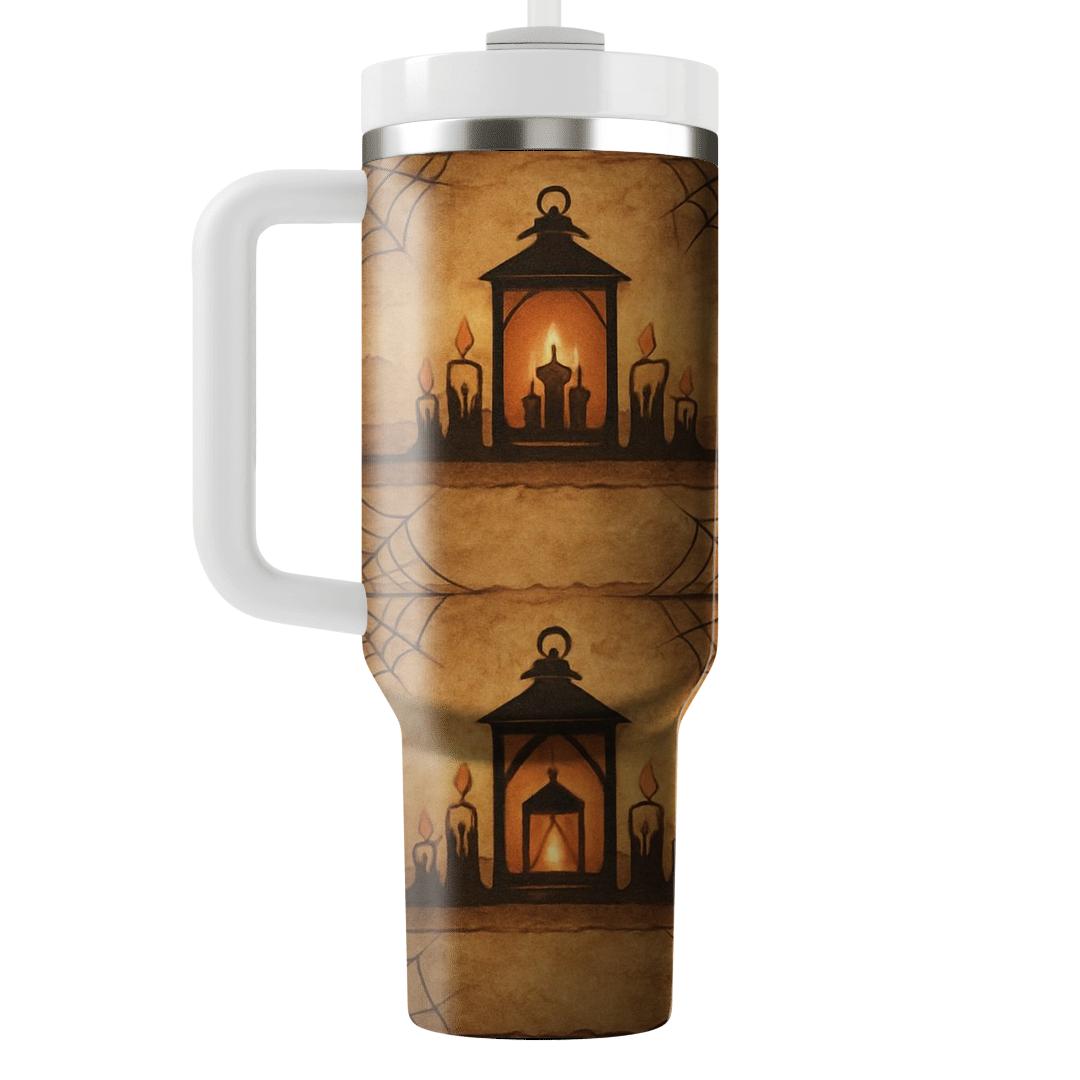 Sepia Parchment Lantern And Cobweb Collage Bands tumbler cups