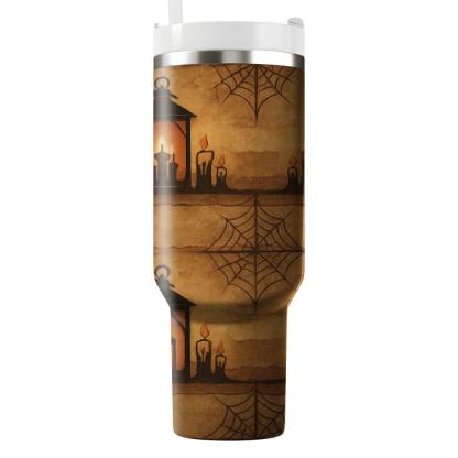 Sepia Parchment Lantern And Cobweb Collage Bands tumbler cups