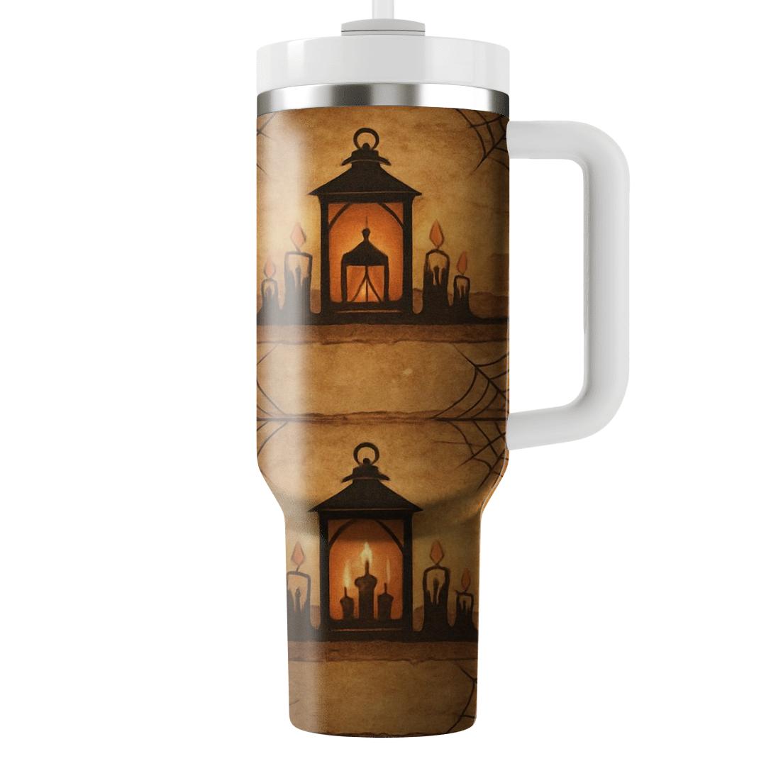 Sepia Parchment Lantern And Cobweb Collage Bands tumbler cups