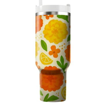 Citrus Marigold Market Scatter tumbler cups