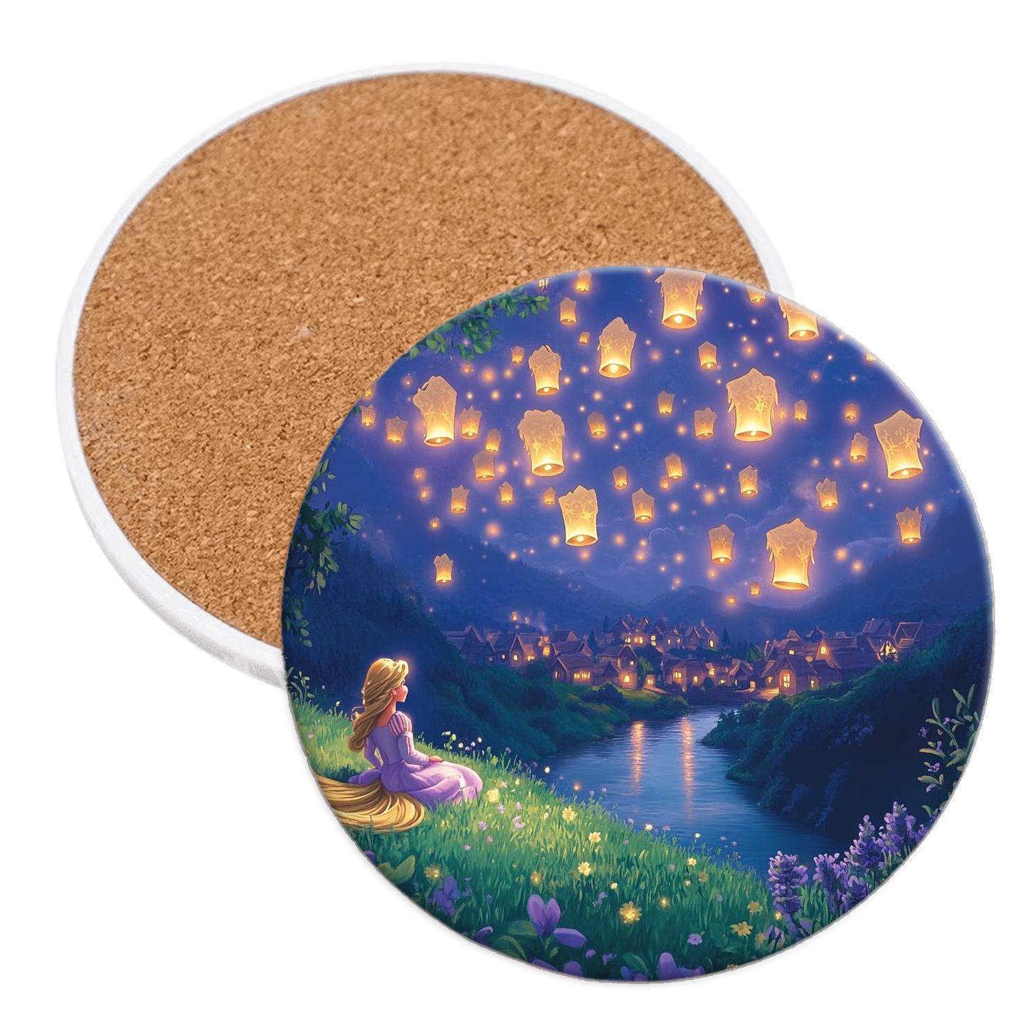 Rapunzel Lantern Garden Stargaze custom engraved coasters