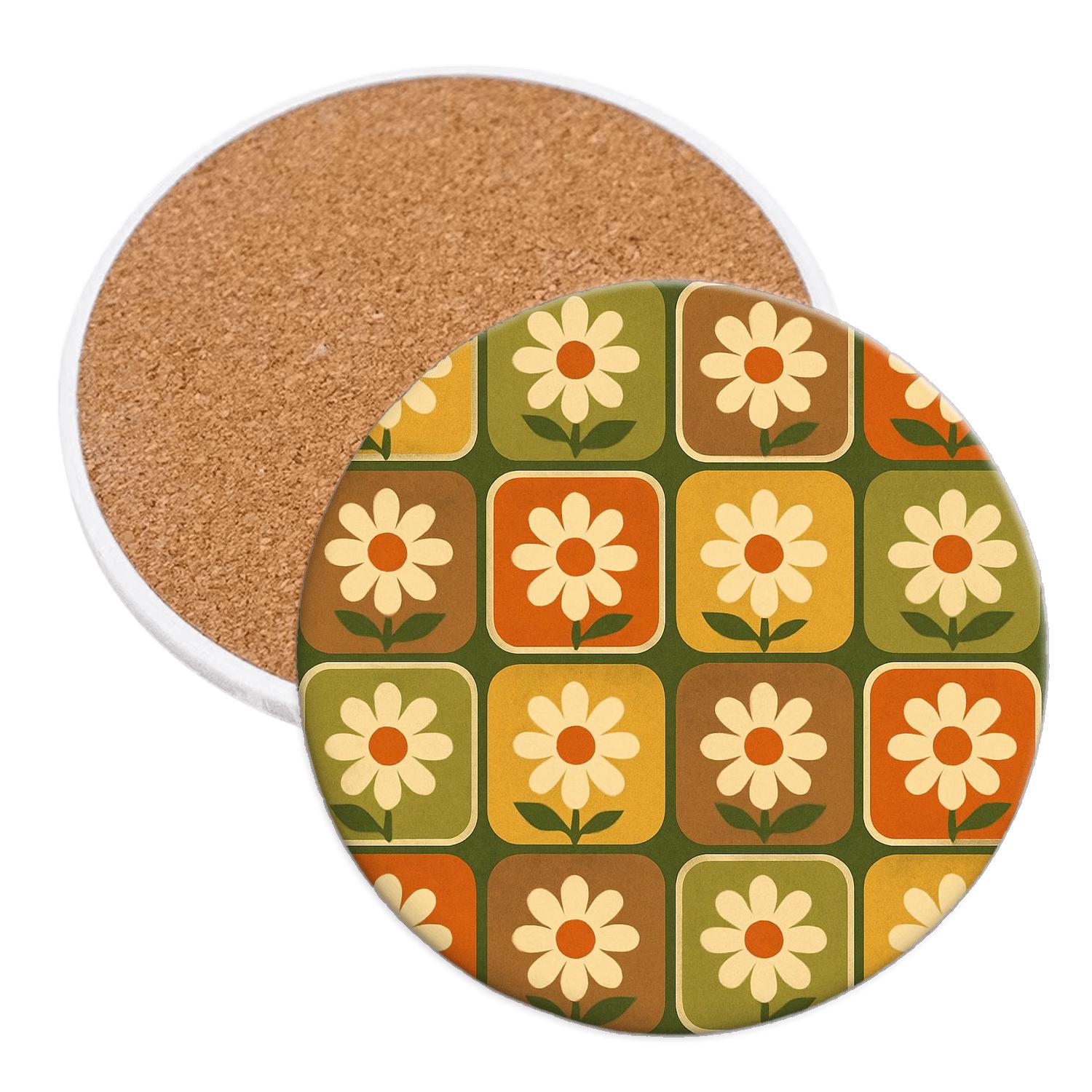 Mod Kitchen Tile Bloom coasters for home decor