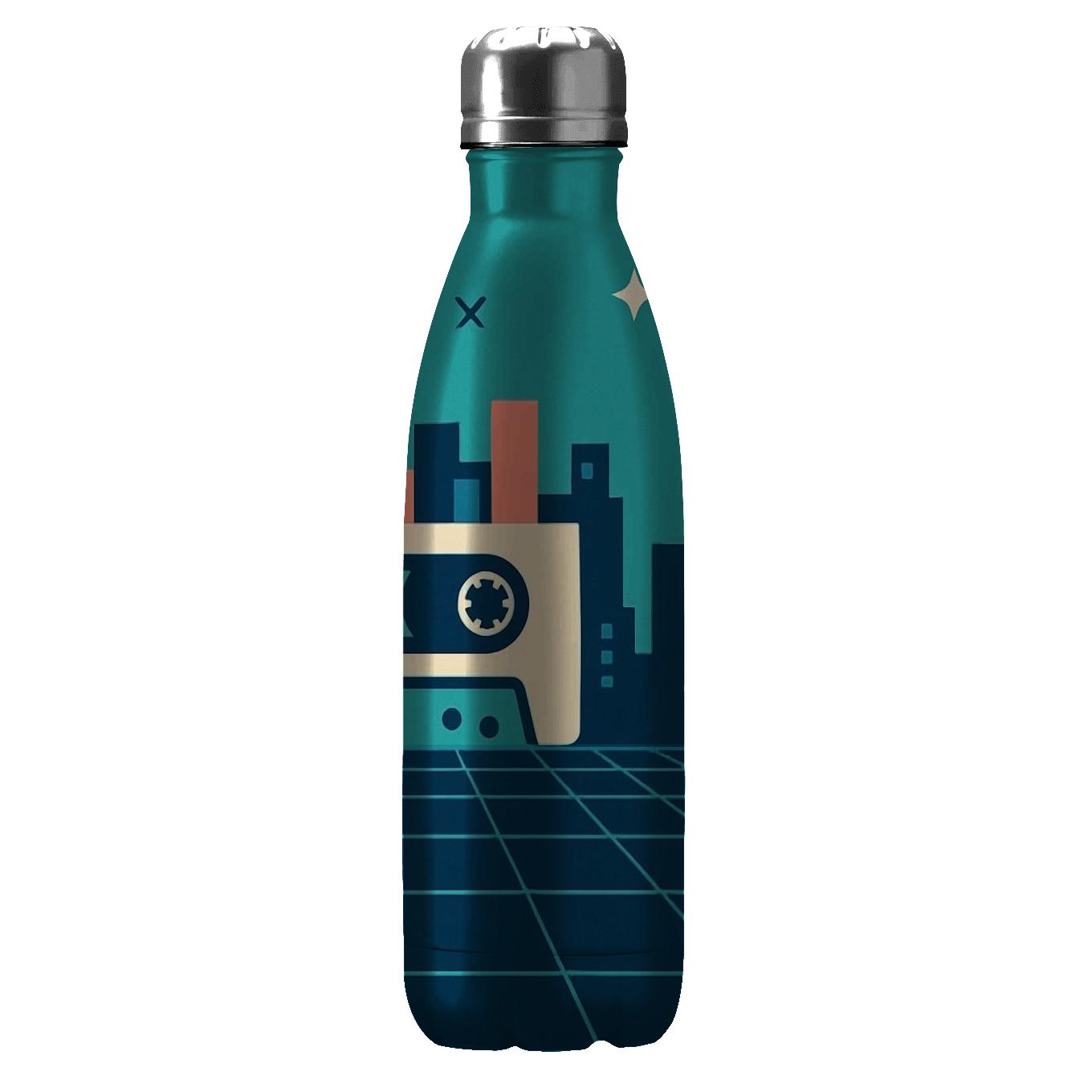 Cassette Skyline Neon Grid water bottle cups