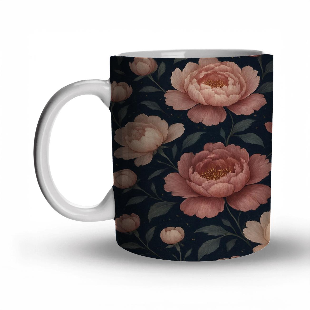 Midnight Peony Constellation insulated thermal mugs