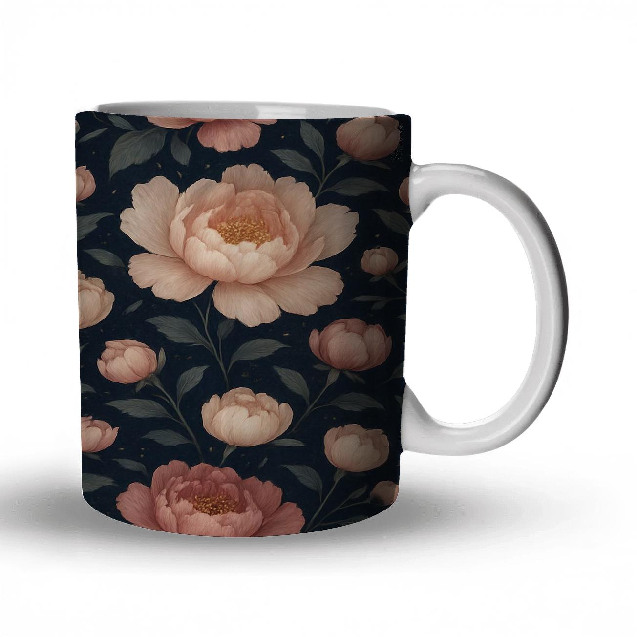 Midnight Peony Constellation insulated thermal mugs