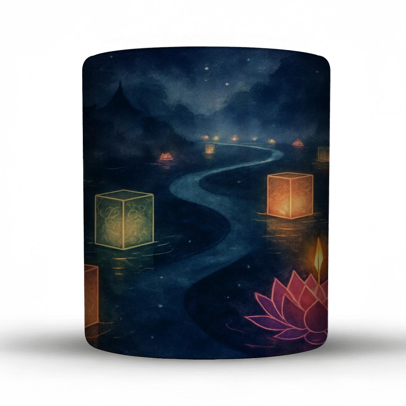 Lantern River Of Ancestors Obon Meets Loy Krathong gift mugs for occasions