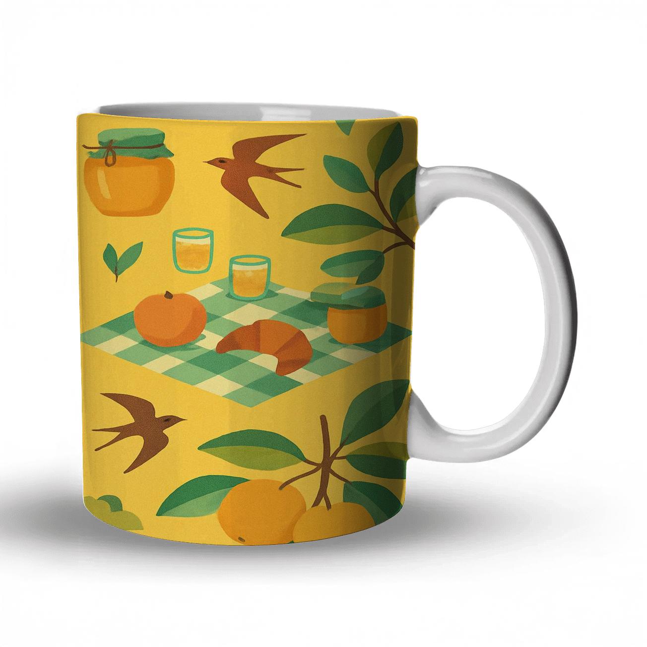 Equinox Orchard Picnic ceramic coffee mugs