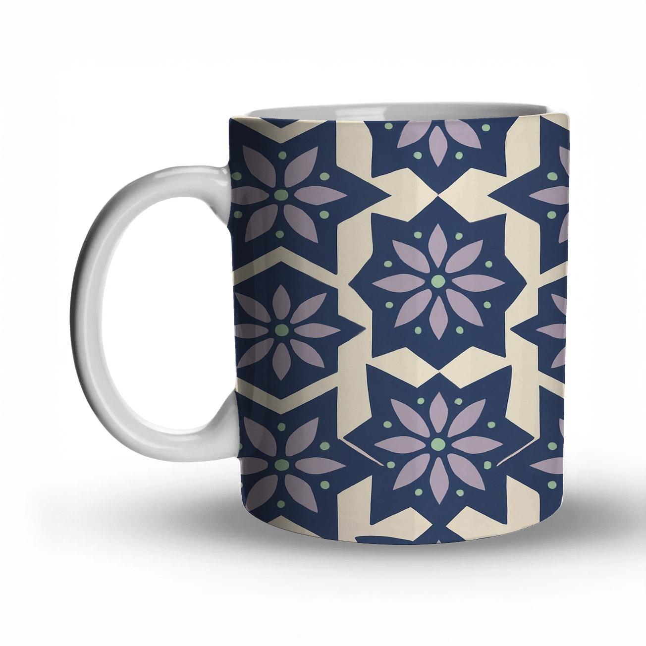 Indigo Starflower Tessellation novelty coffee mugs