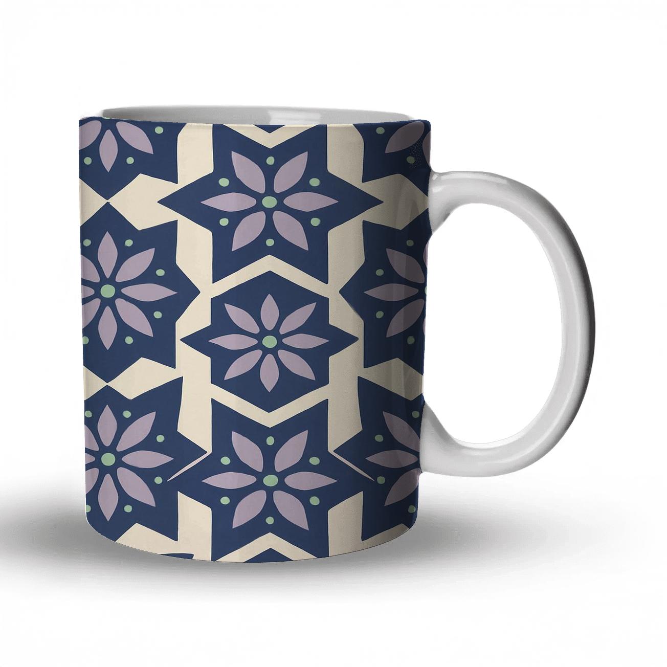 Indigo Starflower Tessellation novelty coffee mugs