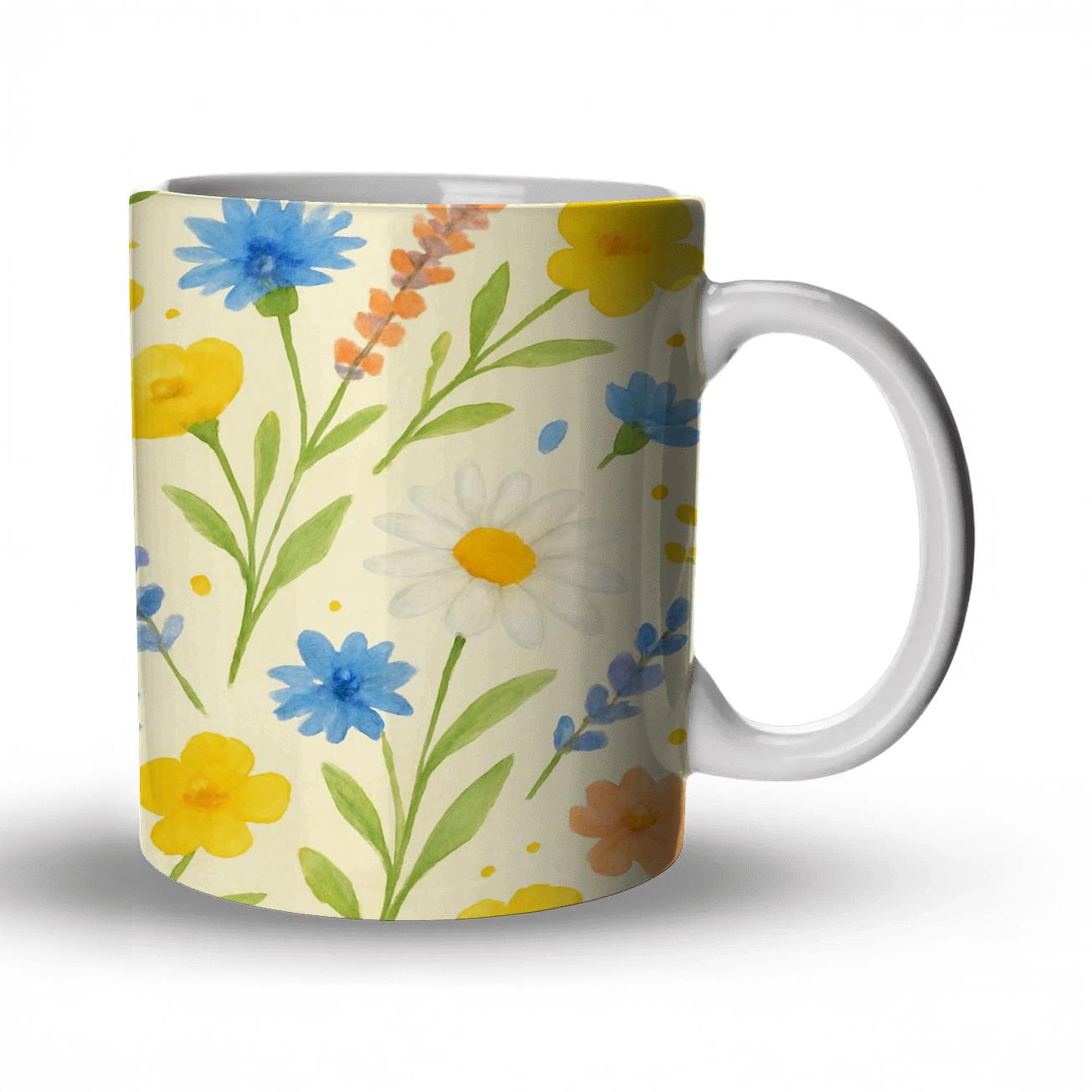 Citrus Meadow Wildflower Drift custom printed mugs