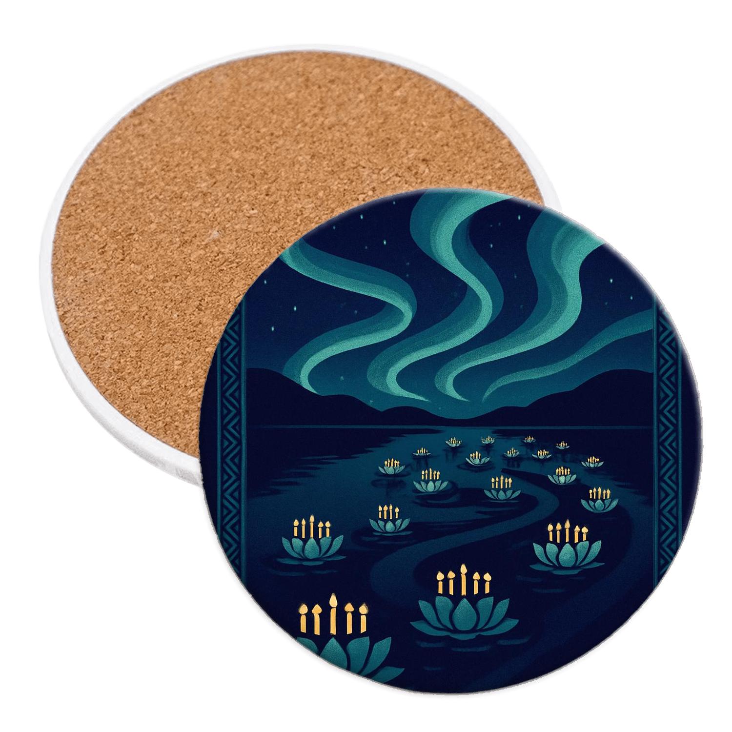 Aurora Lantern Regatta Festival elegant tabletop coasters