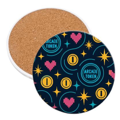 Arcade Token Orbit personalized drink coasters