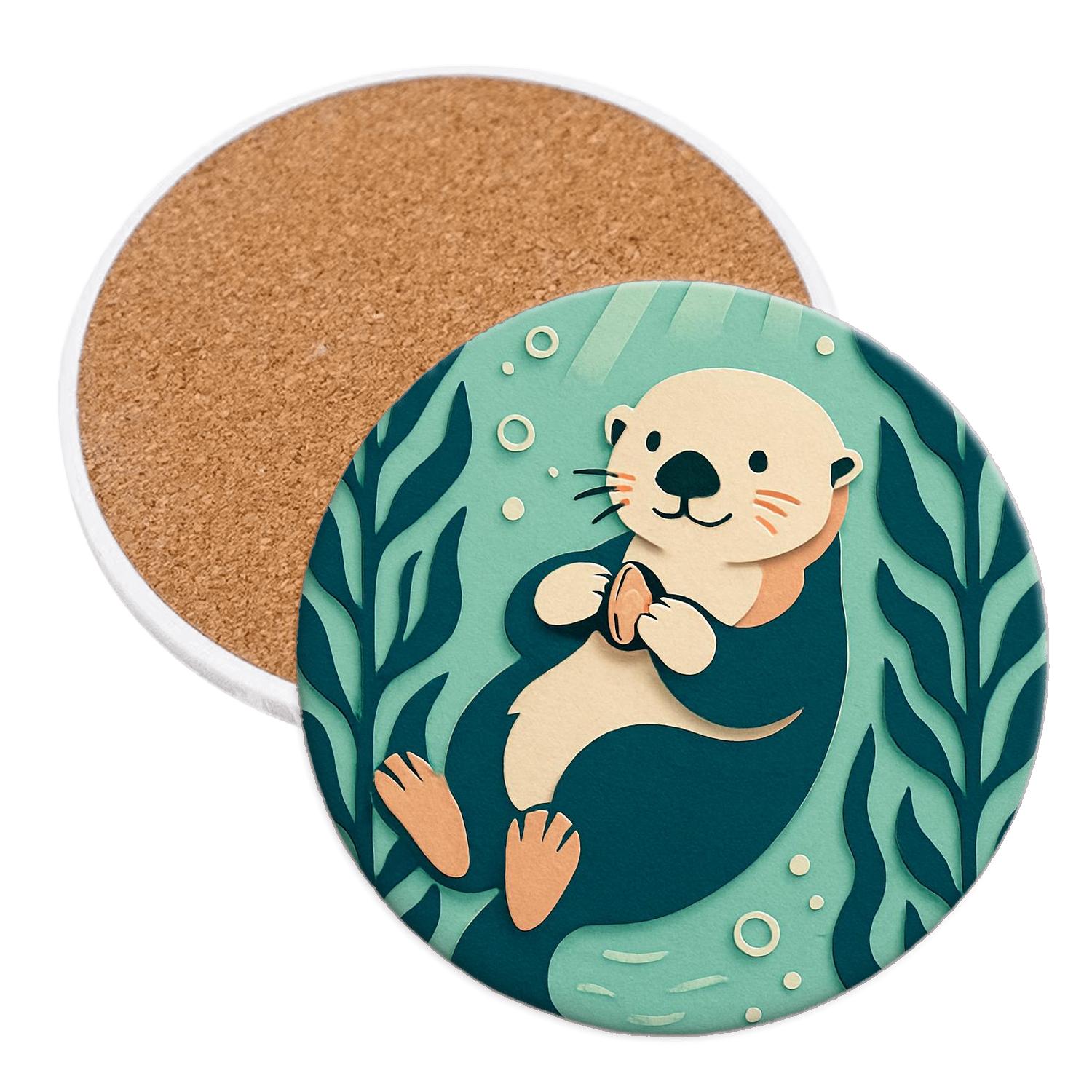 Kelp Forest Sea Otter Tapestry stone coaster collections