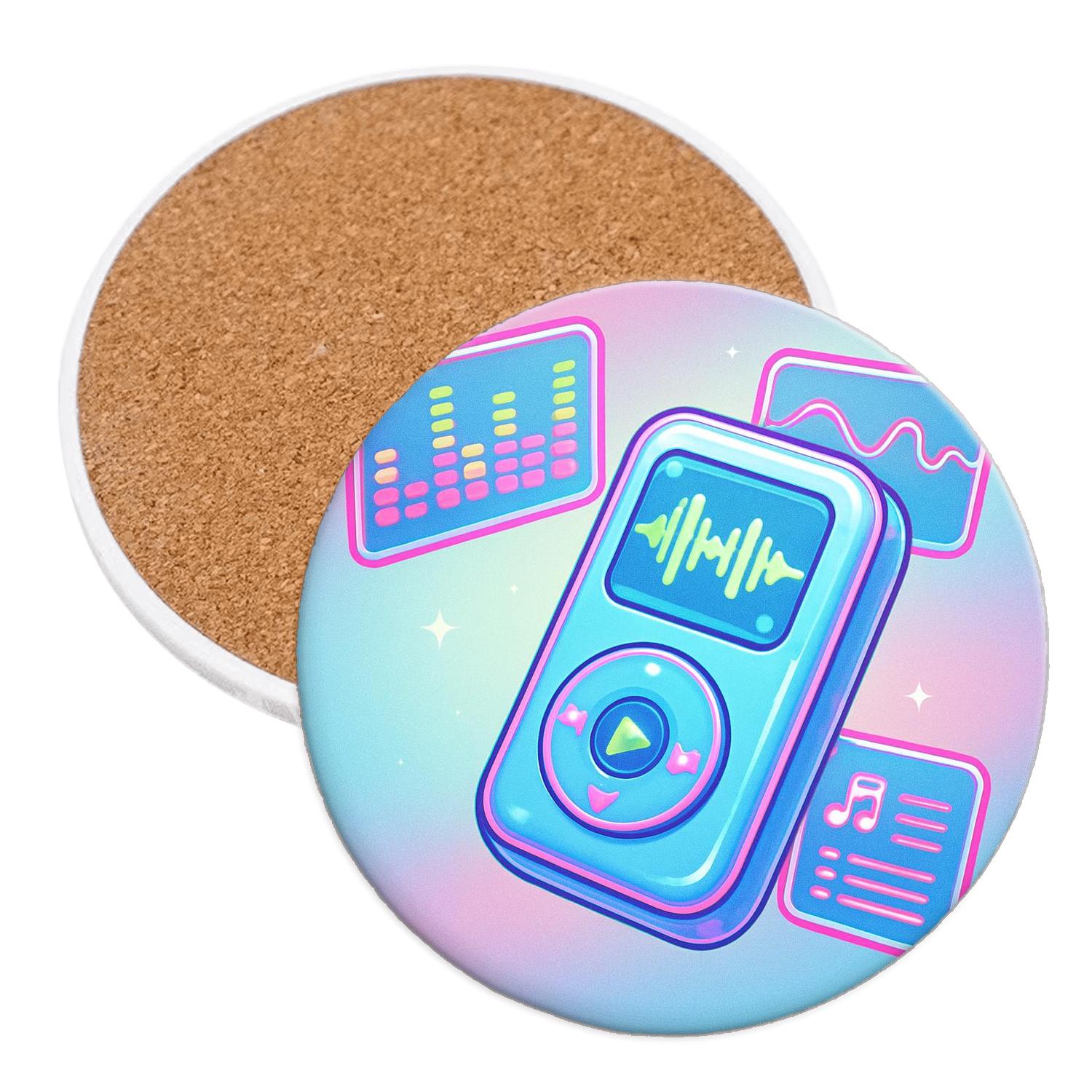 Y2K Cyber Mixtape Interface custom engraved coasters