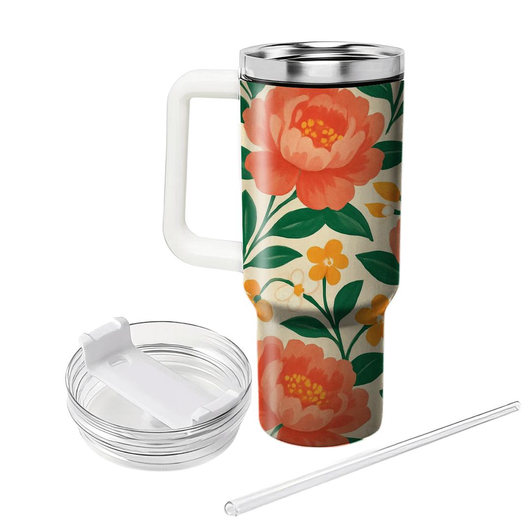 Citrus Peony Sunrise insulated tumblers