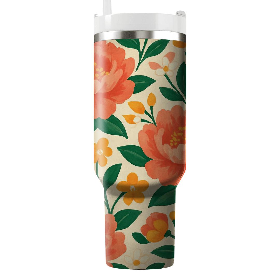 Citrus Peony Sunrise insulated tumblers