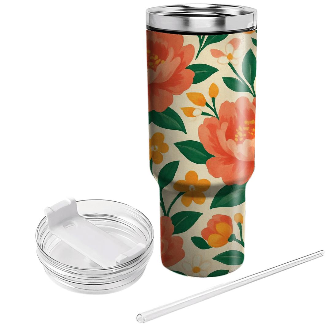 Citrus Peony Sunrise insulated tumblers