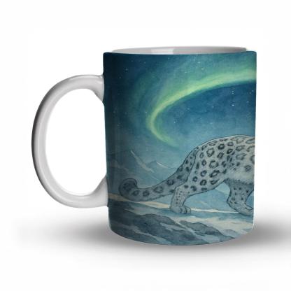 Aurora Snow Leopard Drift travel mugs with handles