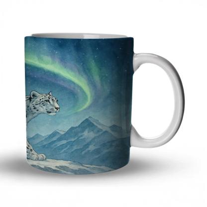 Aurora Snow Leopard Drift travel mugs with handles
