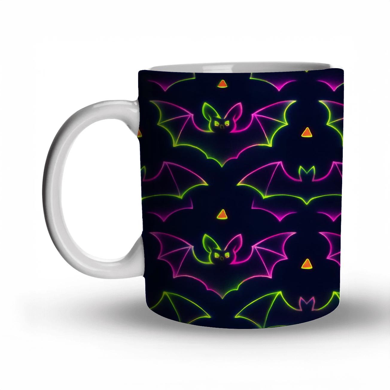 Neon Horror Carnival Bat Mirror Tiles novelty coffee mugs