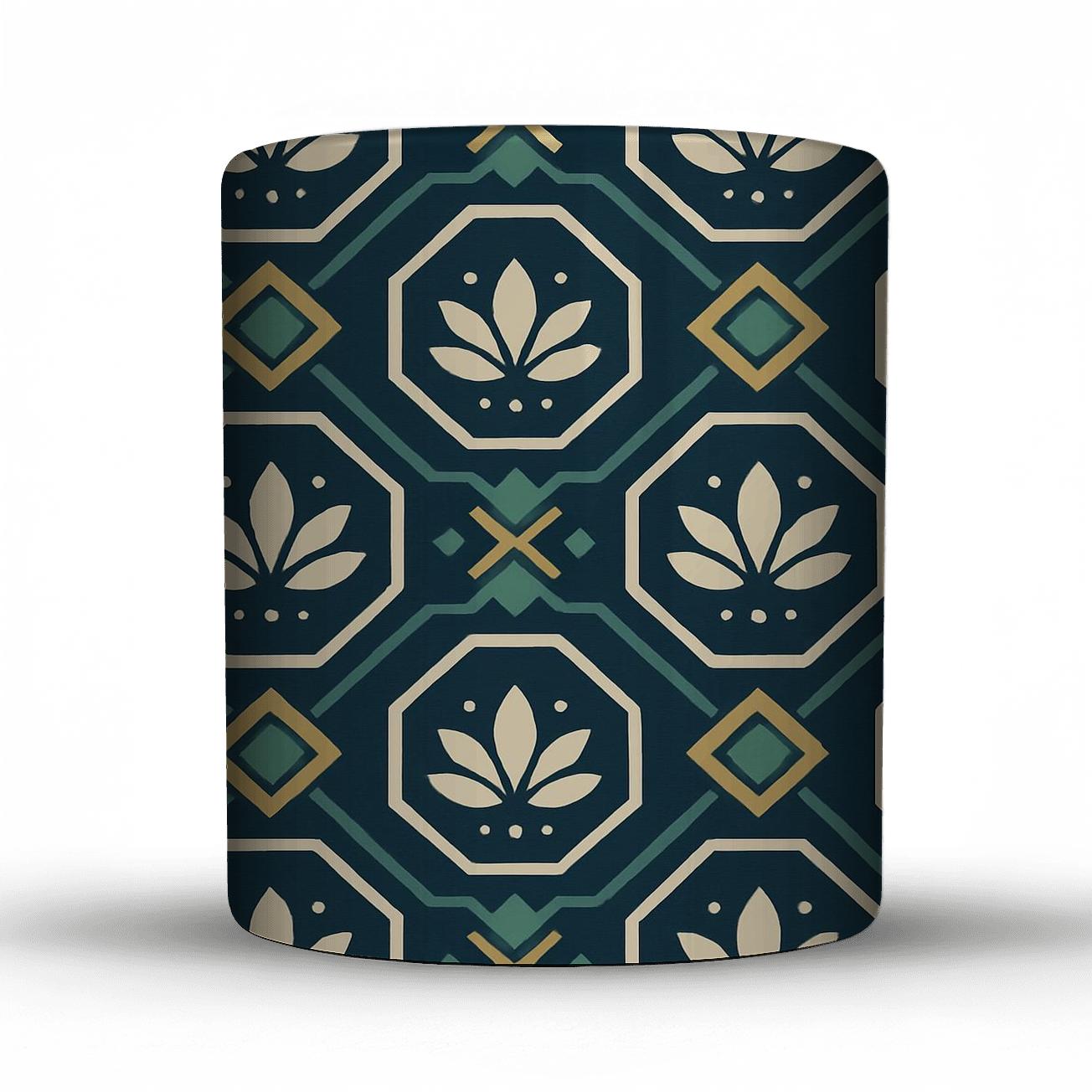 Midnight Lotus Lattice Mosaic ceramic coffee mugs