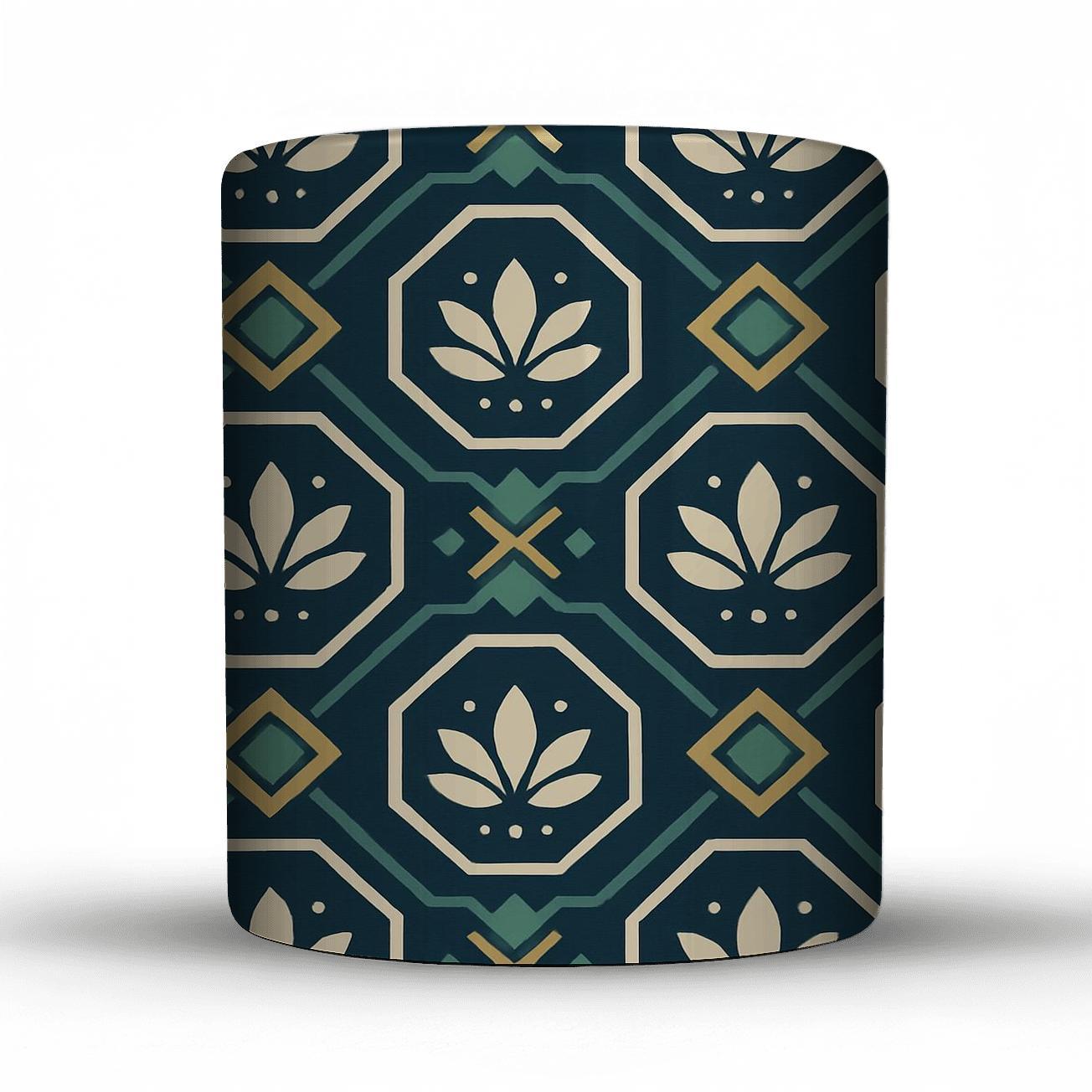 Midnight Lotus Lattice Mosaic ceramic coffee mugs