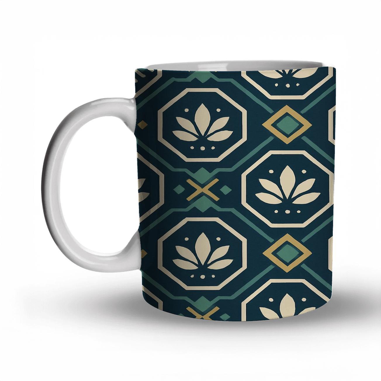 Midnight Lotus Lattice Mosaic ceramic coffee mugs