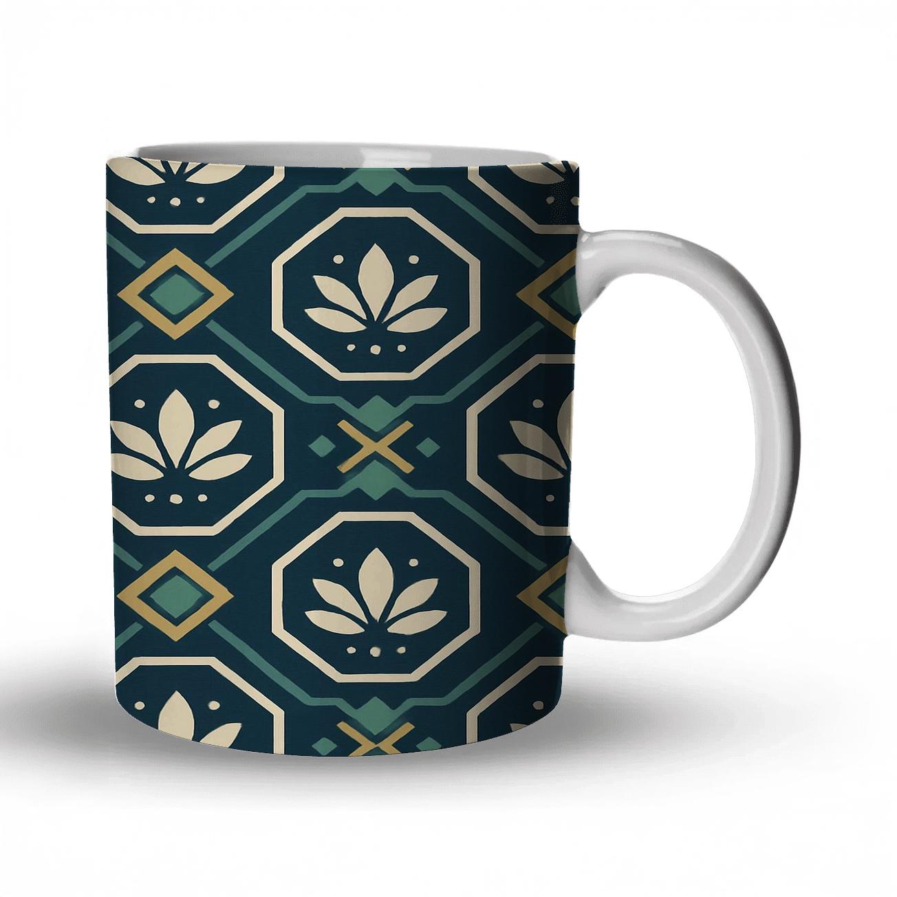 Midnight Lotus Lattice Mosaic ceramic coffee mugs