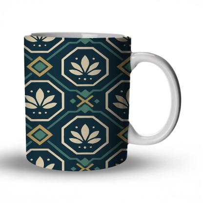 Midnight Lotus Lattice Mosaic ceramic coffee mugs