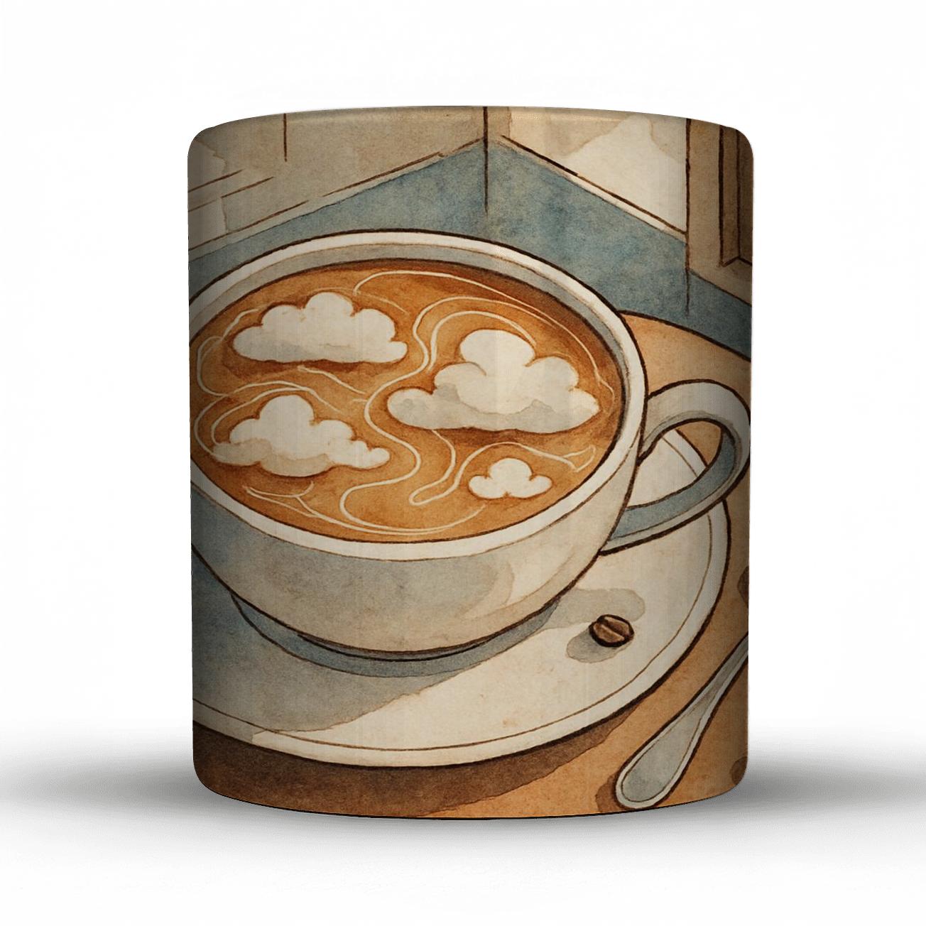 Cappuccino Cloud Map travel mugs with handles