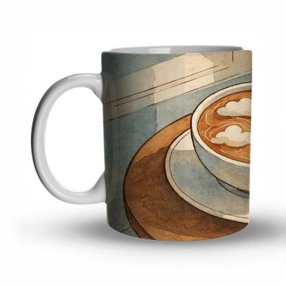 Cappuccino Cloud Map travel mugs with handles