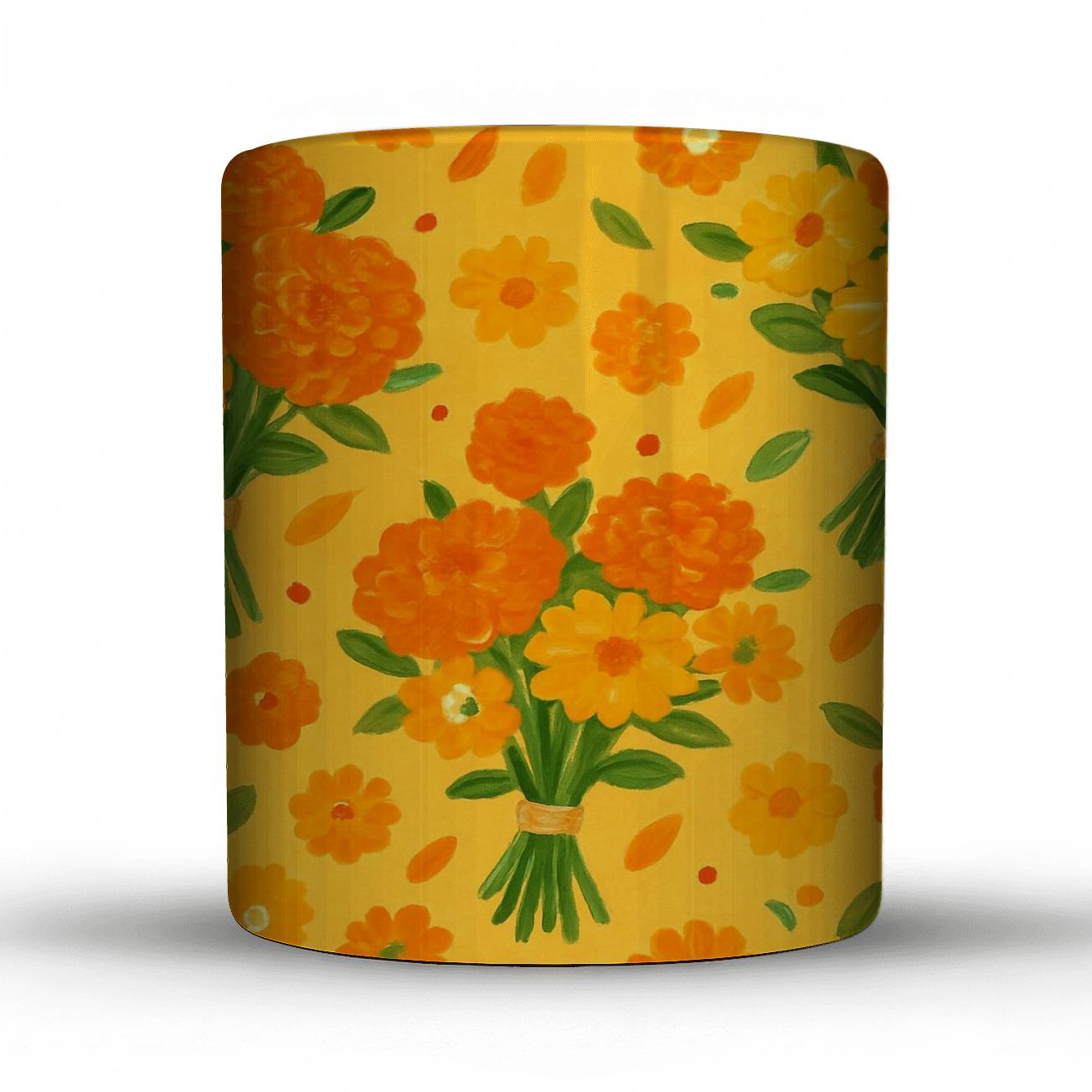 Citrus Marigold Market Bouquet insulated thermal mugs