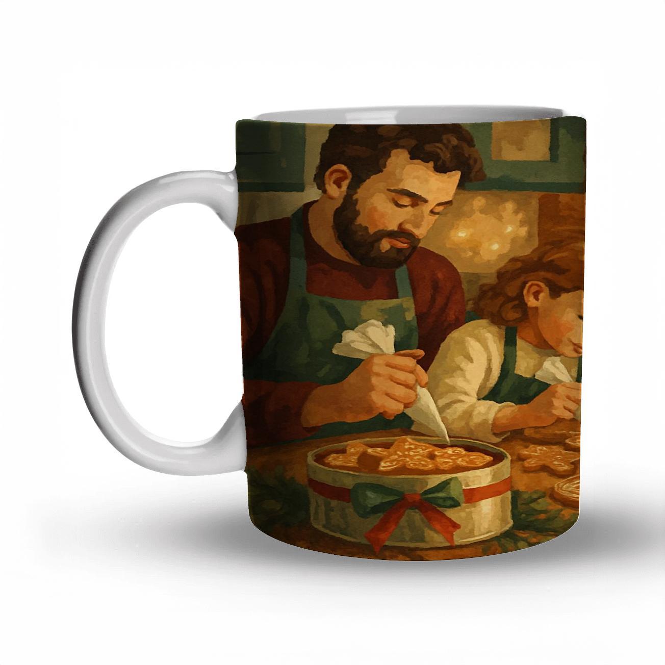 Holly And Ribbon Baking Night travel mugs with handles