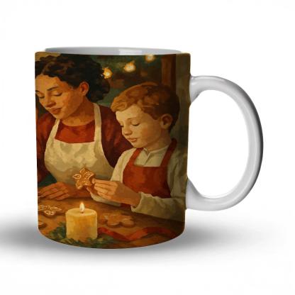 Holly And Ribbon Baking Night travel mugs with handles