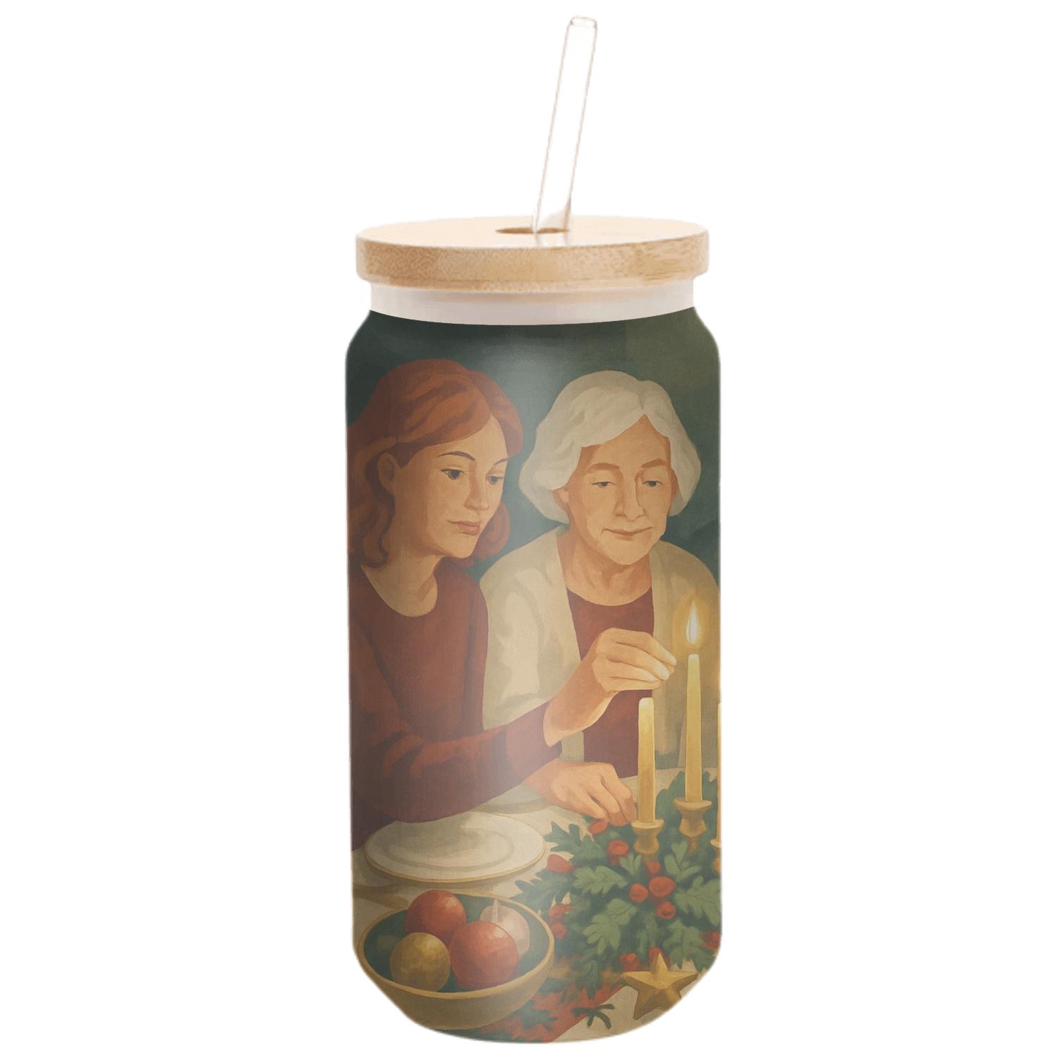 Candles On The Evergreen Table textured glass