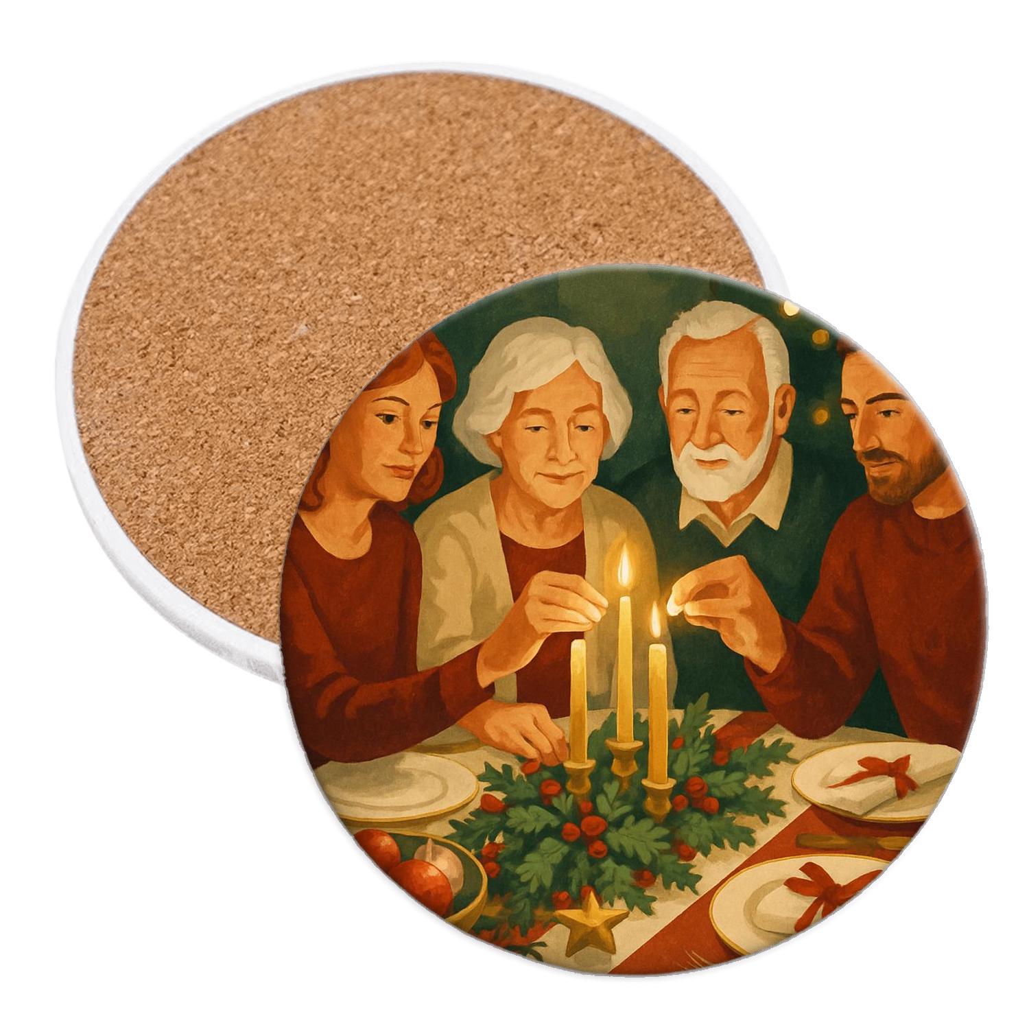 Candles On The Evergreen Table elegant tabletop coasters