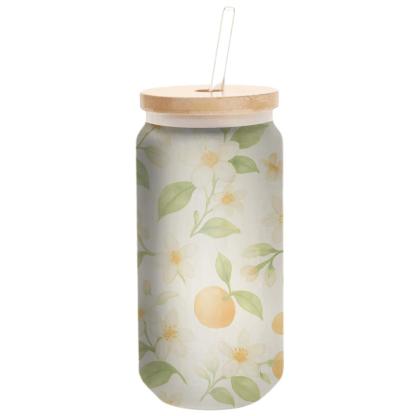 Citrus Blossom Meadow In Soft Watercolor insulated glass vessels