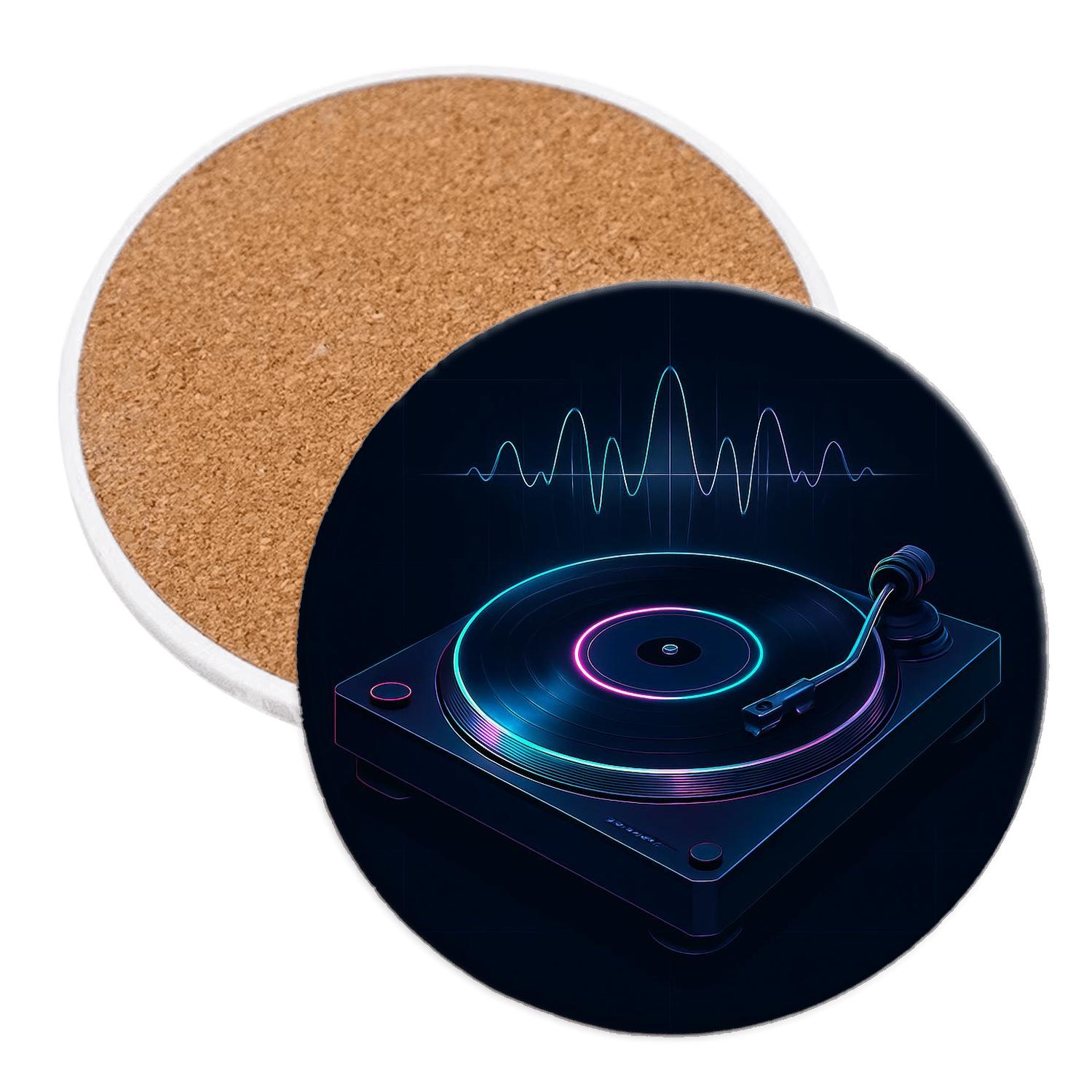 Midnight Turntable Hologram absorbent drink coasters