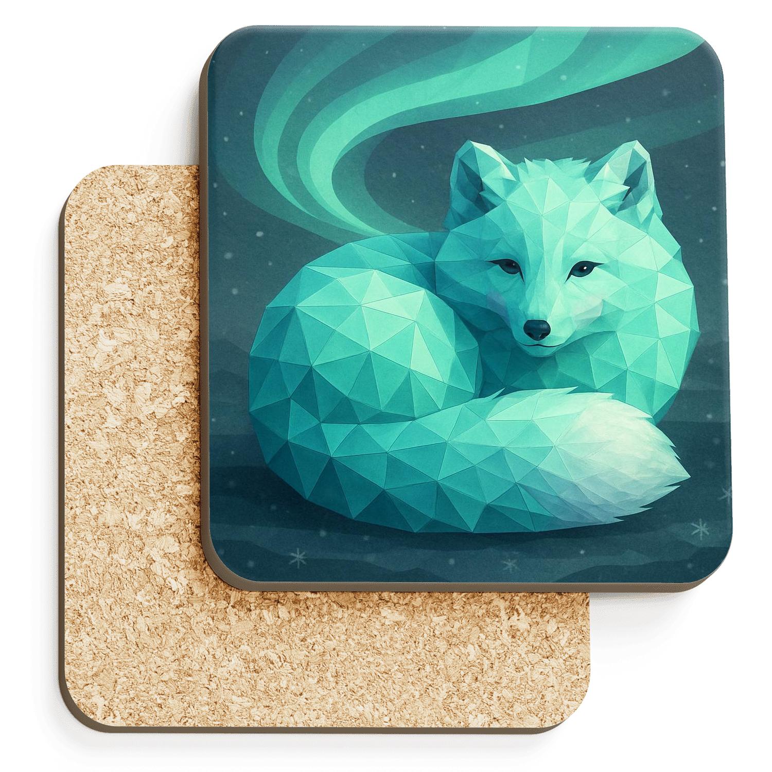 Aurora Arctic Fox Mosaic coasters for home decor