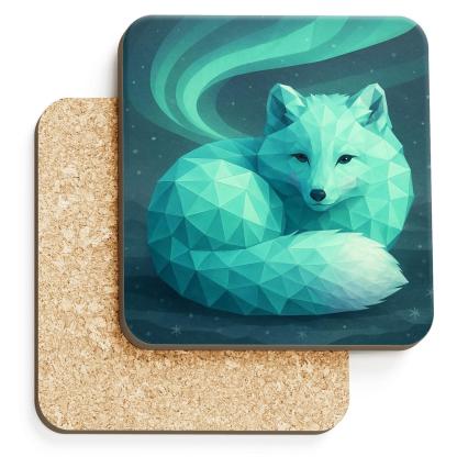 Aurora Arctic Fox Mosaic coasters for home decor