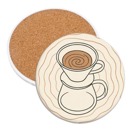 Pour Over Topographic Calm cork coaster sets